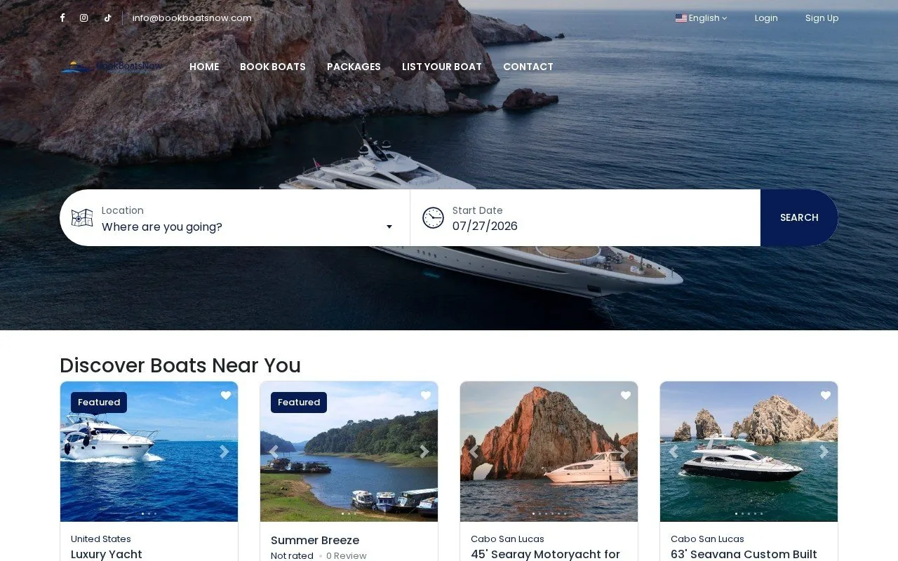 BookBoatsNow homepage