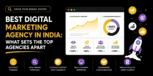 Best digital marketing agency in India featuring strategic thinking, data-driven marketing, creative content, multi-channel expertise, transparent communication and proven results.