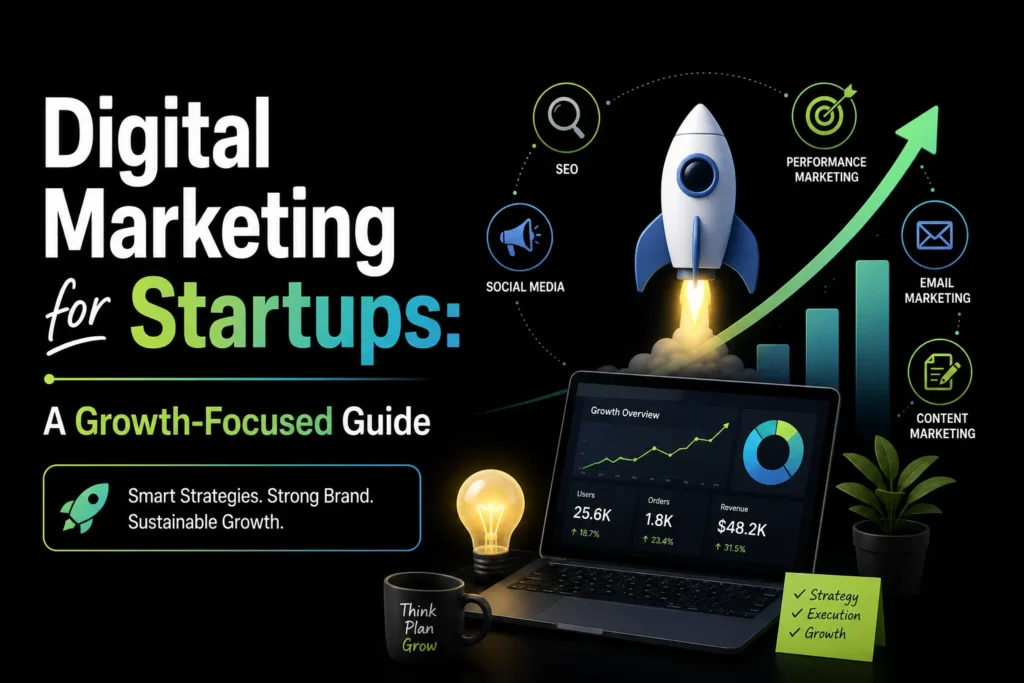 Digital marketing for startups using SEO, social media, email, content, and performance marketing to drive sustainable growth.