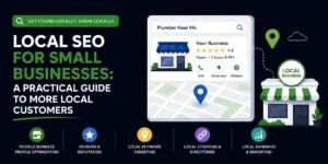 Local SEO for small businesses guide covering Google Business Profile optimization, customer reviews, local keywords, citations and ranking reports.