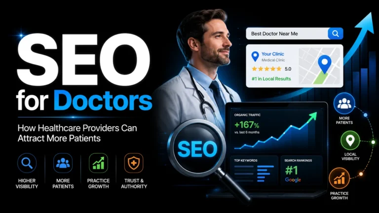 SEO for doctors helping healthcare providers improve local visibility, Google rankings, organic traffic, patient acquisition, and practice growth
