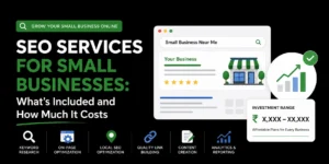 SEO services for small businesses covering keyword research, on-page optimization, local SEO, link building, content creation, analytics and pricing.