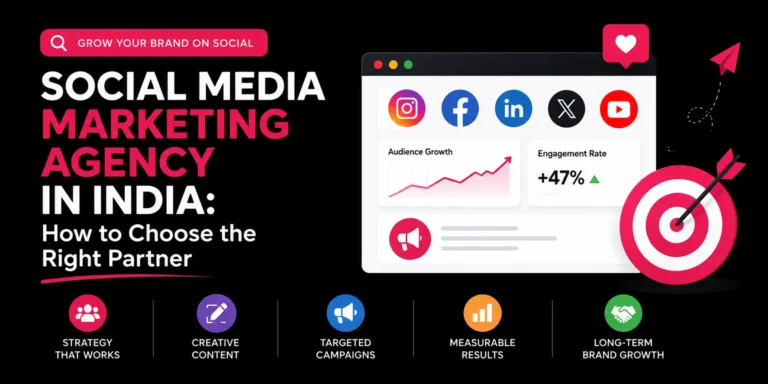 Social media marketing agency in India selection guide highlighting strategy, creative content, targeted campaigns, measurable results and long-term brand growth.
