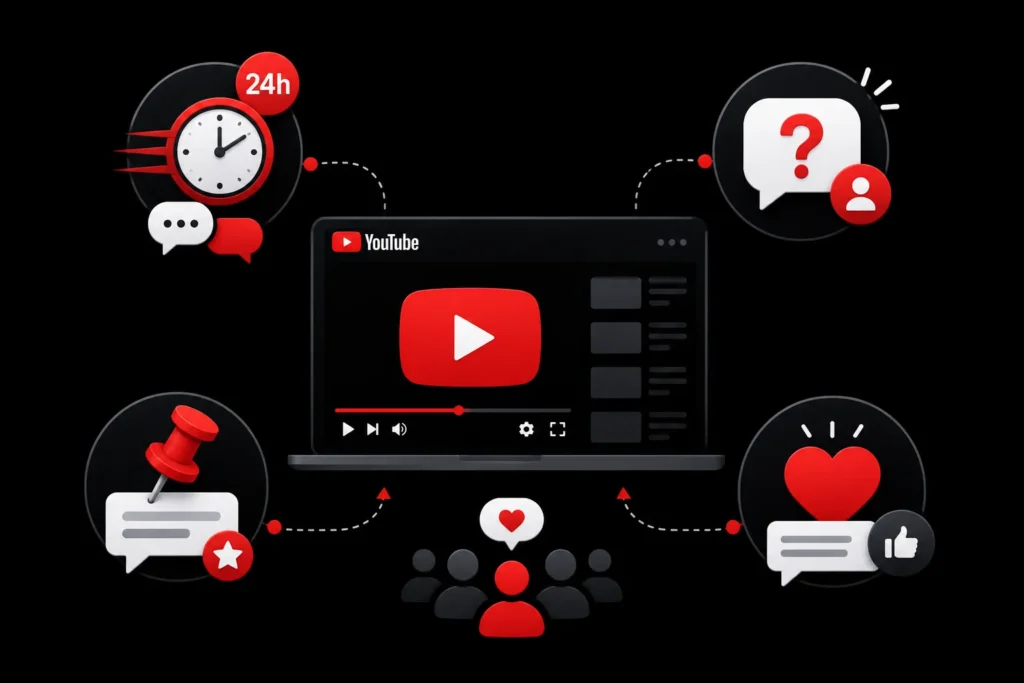 YouTube video title optimization tips showing keyword placement, title length, compelling wording, numbers, brackets, and content accuracy