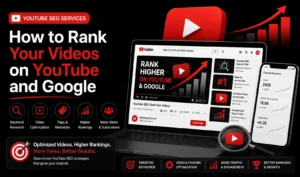 YouTube SEO services for ranking videos higher on YouTube and Google through keyword research, metadata optimization, and analytics.