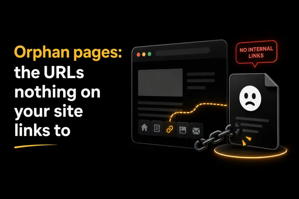 Orphan pages in SEO showing website URLs with no internal links connecting them to the rest of the site