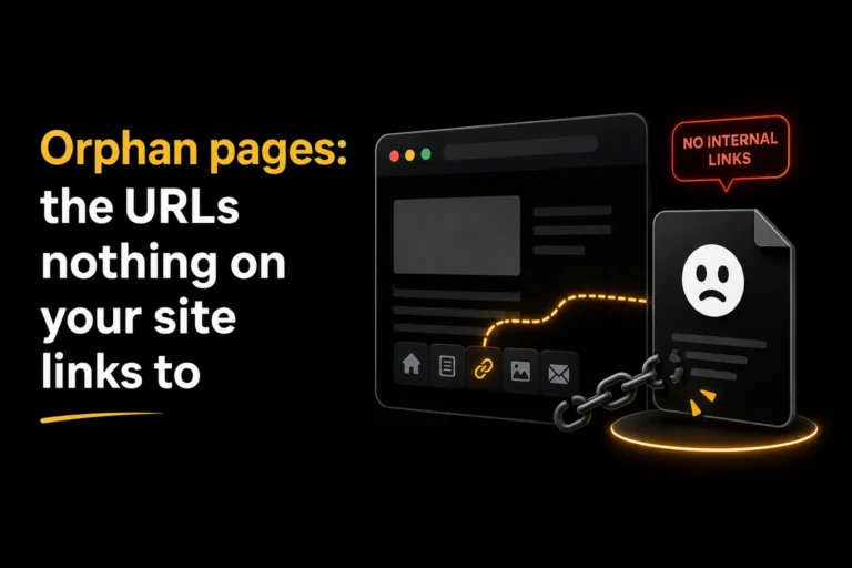 Orphan pages in SEO showing website URLs with no internal links connecting them to the rest of the site